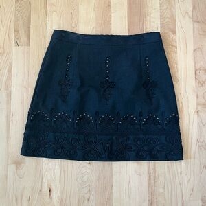 Nanette Lepore Black Embroidered Mini Skirt